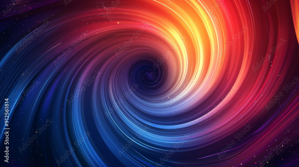 A spiral of colors with a blue center and orange and red edges A spiral of colors with a blue center and orange and red edges