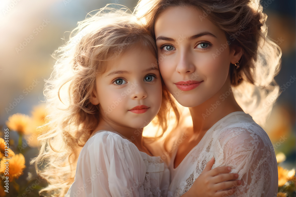 A woman and a little girl are posing for a picture A woman and a little girl are posing for a picture