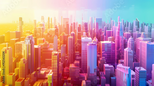 Colorful buildings, artistic presentation of modern cities