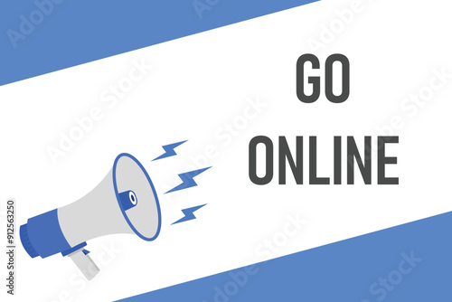 go online button, banner, label, template for website. go online text with colorful megaphone icon
