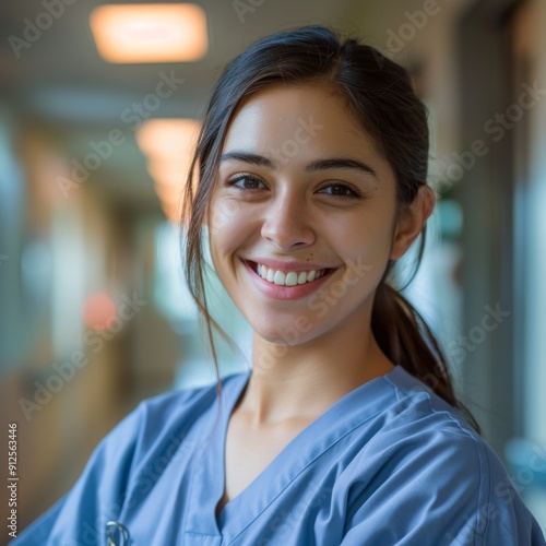 Portrait of a smiling young nurse in hospital