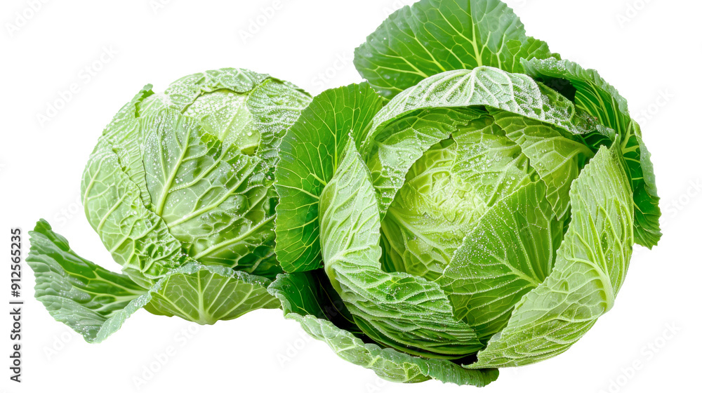 Fresh green cabbage showing water droplets isolated on transparent background Fresh green cabbage showing water droplets isolated on transparent background