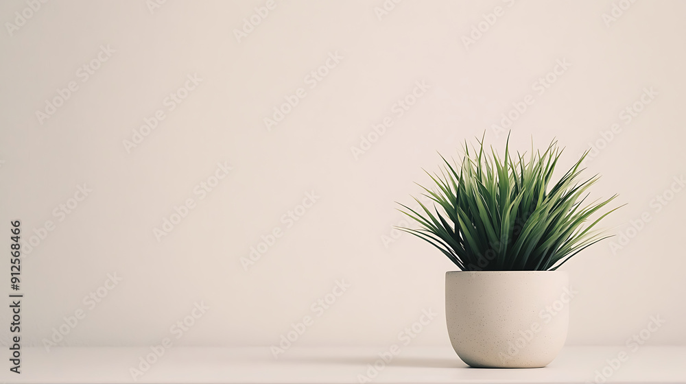 Small Potted Plant on Minimalist Desk Small Potted Plant on Minimalist Desk