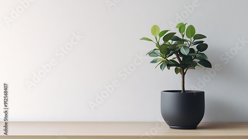 Small Potted Plant on Minimalist Desk