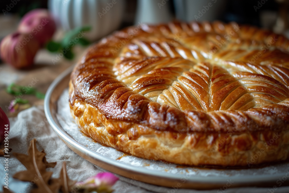 Galette des Rois or royal pie - popular french cousin dish, hi end kitchen Galette des Rois or royal pie - popular french cousin dish, hi end kitchen