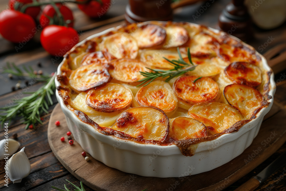 Gratin Dauphinois or potato casserole - popular french cousin dish, hi end kitchen Gratin Dauphinois or potato casserole - popular french cousin dish, hi end kitchen