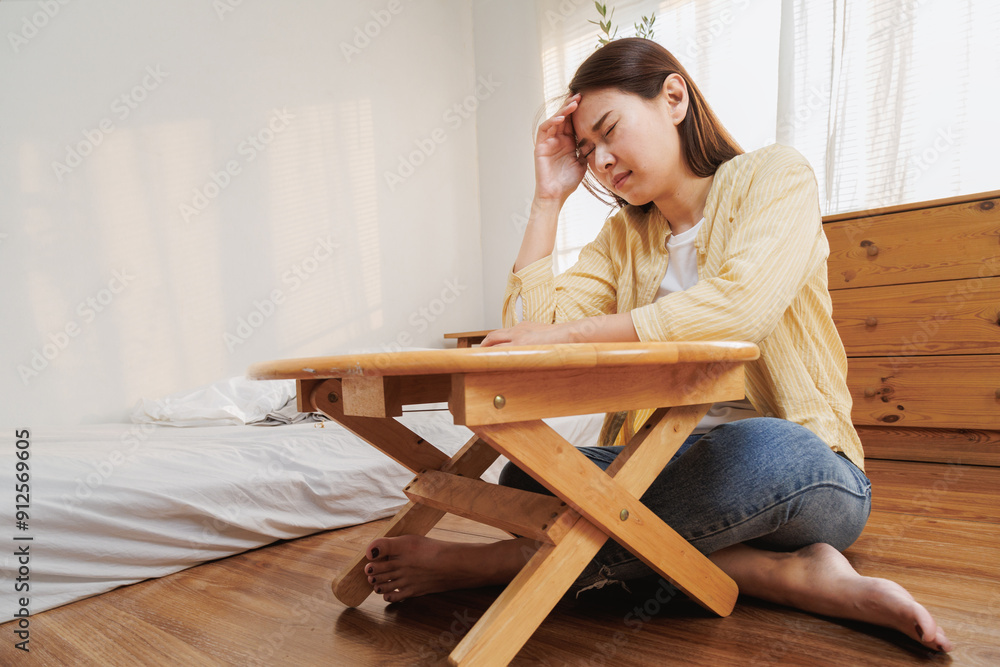 Depressed young asian woman with mental health problem in mind need crucial treatment from overthinking fatigue girl, disruptive thought, dissocial, anxiety and mental health disorders. Depressed young asian woman with mental health problem in mind need crucial treatment from overthinking fatigue girl, disruptive thought, dissocial, anxiety and mental health disorders.