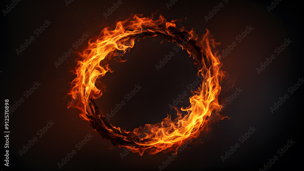 Fototapeta premium A circle of fire with a dark background