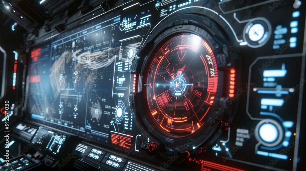 Cyber interface. Monitor and screen dashboard, hologram technology. Digital virtual blue panel of starship. Futuristic control board of spaceship Cyber interface. Monitor and screen dashboard, hologram technology. Digital virtual blue panel of starship. Futuristic control board of spaceship