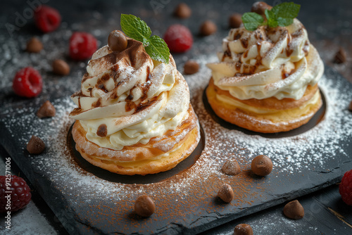 Profiteroles or custard cak...