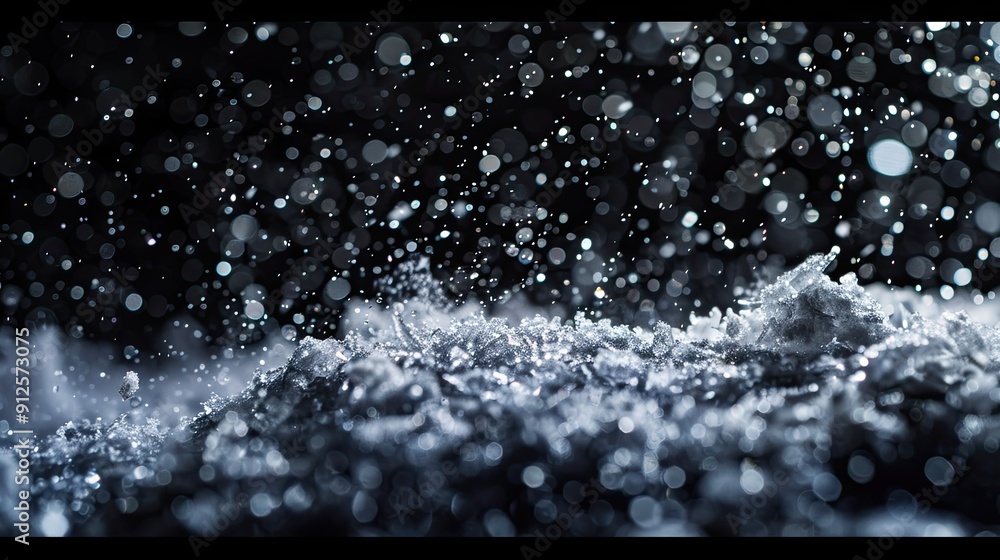 realistic snow shot on a totally black background realistic snow shot on a totally black background