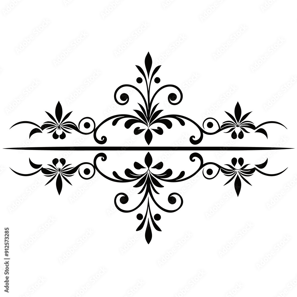 graphic with a black white plant flower ornament on an isolated background graphic with a black white plant flower ornament on an isolated background