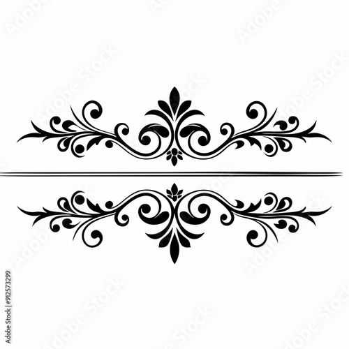 graphic with a black white plant flower ornament on an isolated background