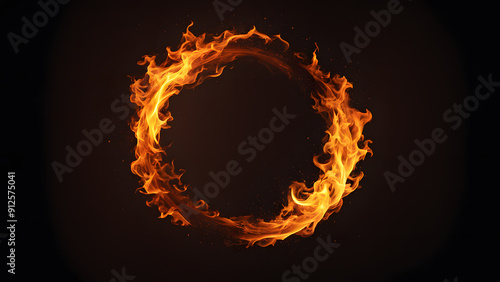 A circle of fire with a black background