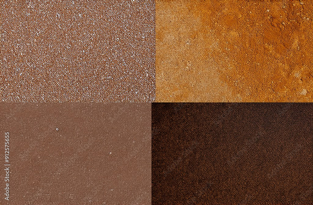 Fototapeta premium texture of four high impact asphalt roof shingles in different tones of brown and gray color