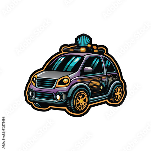 Smart car icon logo sign set vector outline