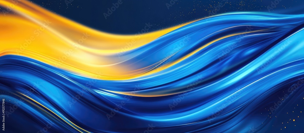 Vibrant Abstract Background with Smooth Blue and Yellow Waves Vibrant Abstract Background with Smooth Blue and Yellow Waves
