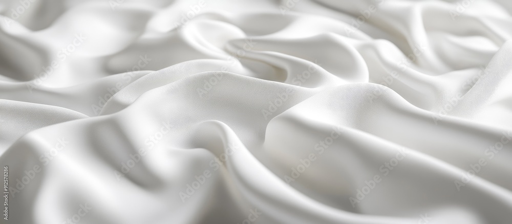 Fototapeta premium Folded white textile fabric on a smooth abstract background 3D rendering