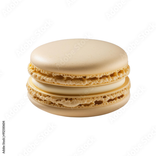 Delicious golden macaroon stacked elegantly, showcasing its delicate texture and creamy filling, perfect for dessert lovers.