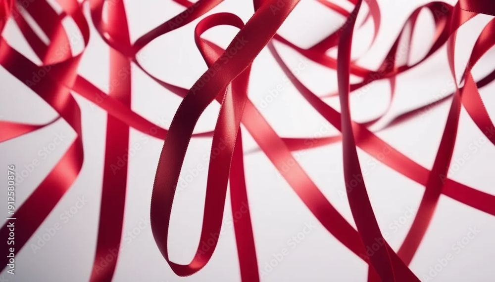 Red swirling ribbons on white background. Red swirling ribbons on white background.
