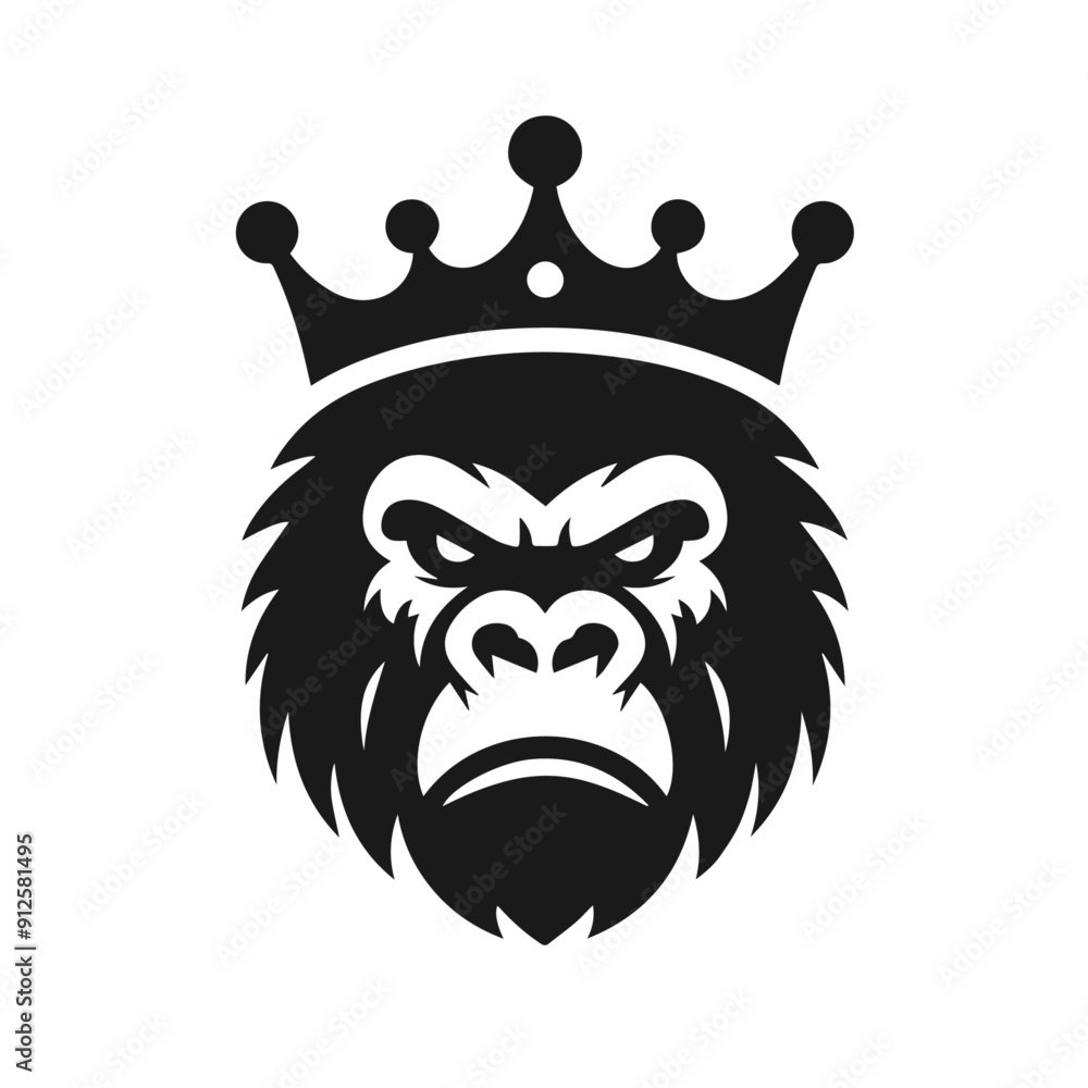 Clean black and white vector silhouette of a Gorilla isolated on white background Clean black and white vector silhouette of a Gorilla isolated on white background