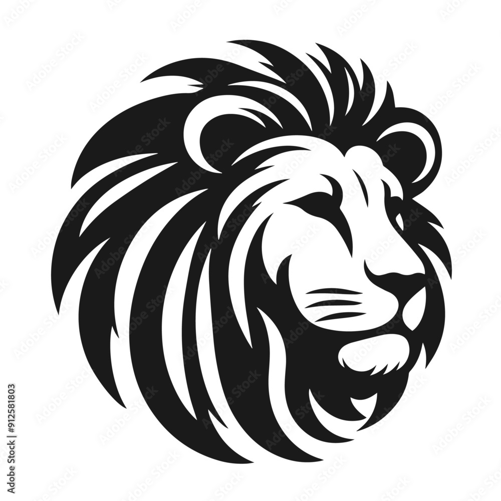 Clean black and white vector silhouette of a Lion isolated on white background Clean black and white vector silhouette of a Lion isolated on white background