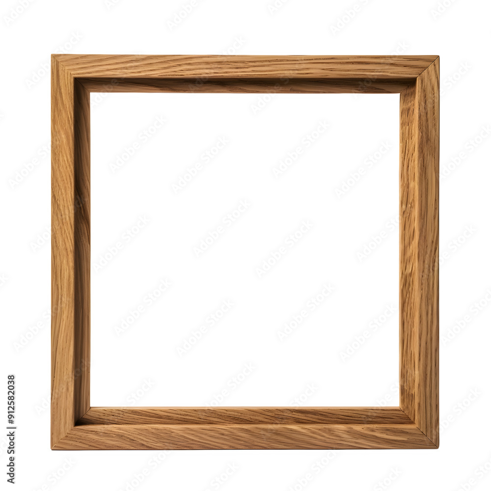 Wooden square picture frame with a transparent background, ideal for creative projects Wooden square picture frame with a transparent background, ideal for creative projects