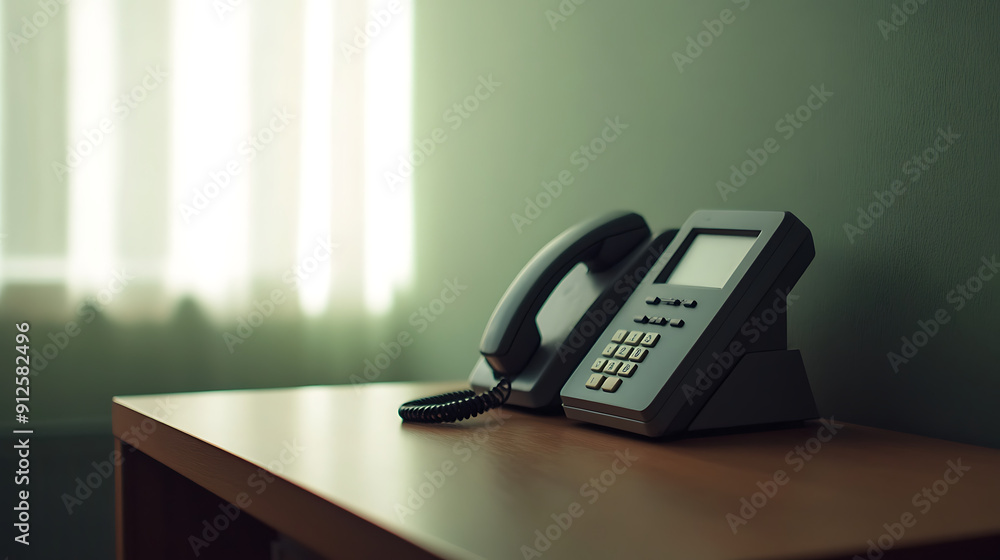 Office Telephone on Minimalist Desk