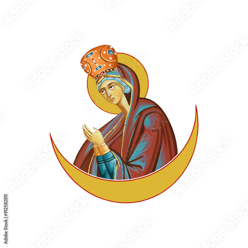 Orthodox illustration of Holy Mary in Byzantine style 