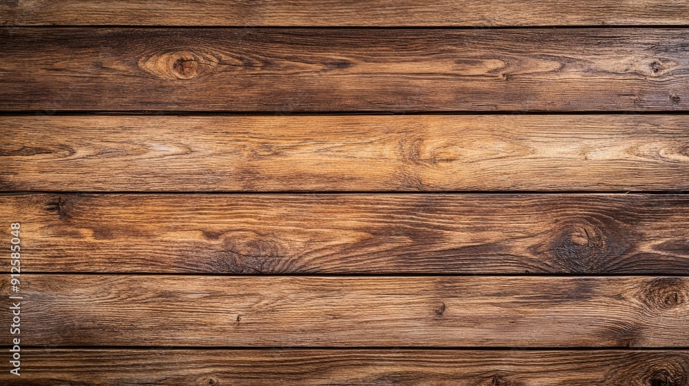 Fototapeta premium Horizontal lines old wood background. Vintage brown floor texture