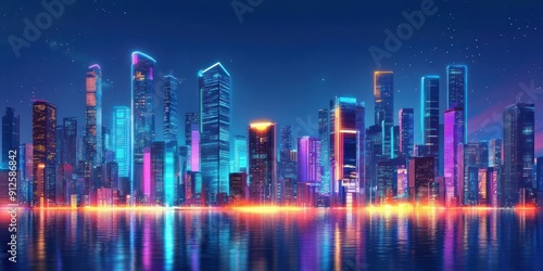 Modern Cityscape at Night Wallpaper