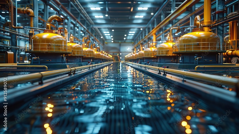 Industrial Water Treatment Facility 3D Illustration Industrial Water Treatment Facility 3D Illustration