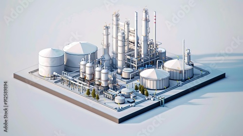 Obraz na płótnie 3D Illustration of an Industrial Refinery Complex w salonie