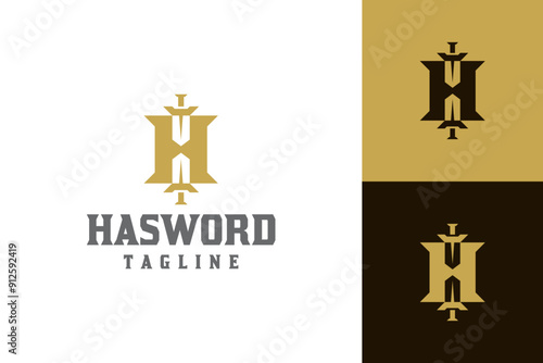 sword h letter logo vector