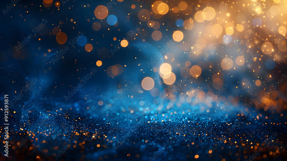 Obraz premium Abstract golden lights on blue background