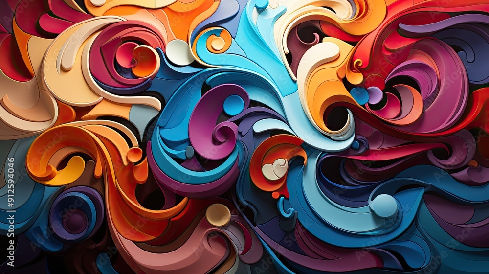 Playful swirls of colorful abstract shapes Playful swirls of colorful abstract shapes