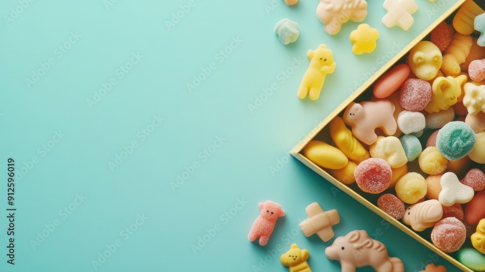 Obraz premium Gift Box of Animal Sweets: A gift box filled with assorted animal-shaped sweets.