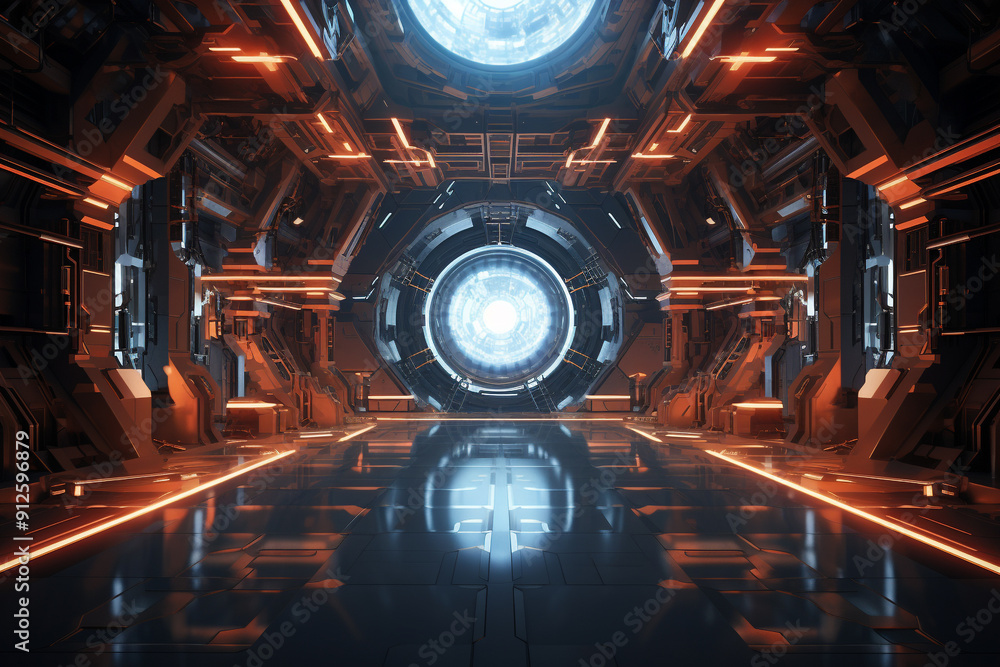 Naklejka premium Chronicles of Cyber Realms Metallic Horizons