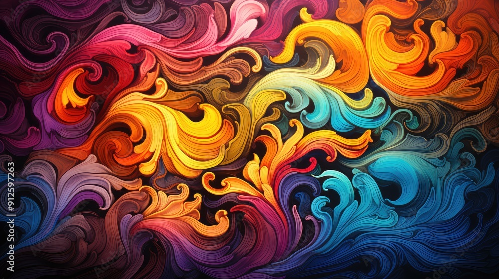 Psychedelic neon swirls in vibrant hues Psychedelic neon swirls in vibrant hues