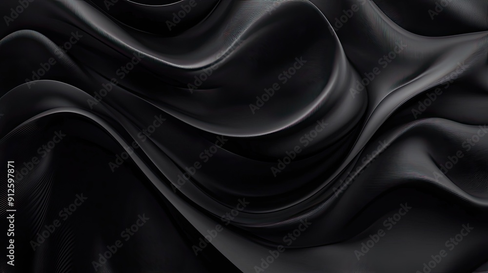 Fototapeta premium Abstract 3D black background with organic forms and fluid lines, creating a sense of movement and depth.