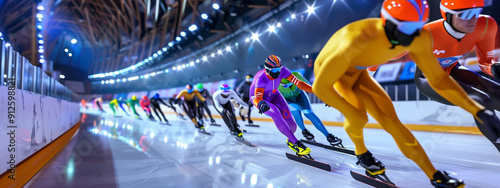 Indoor ice track speed skating competition  photo