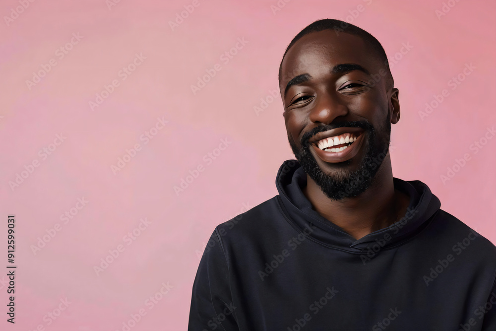 Happy African American Man Smiling Against Pink Background. Happy African American Man Smiling Against Pink Background.