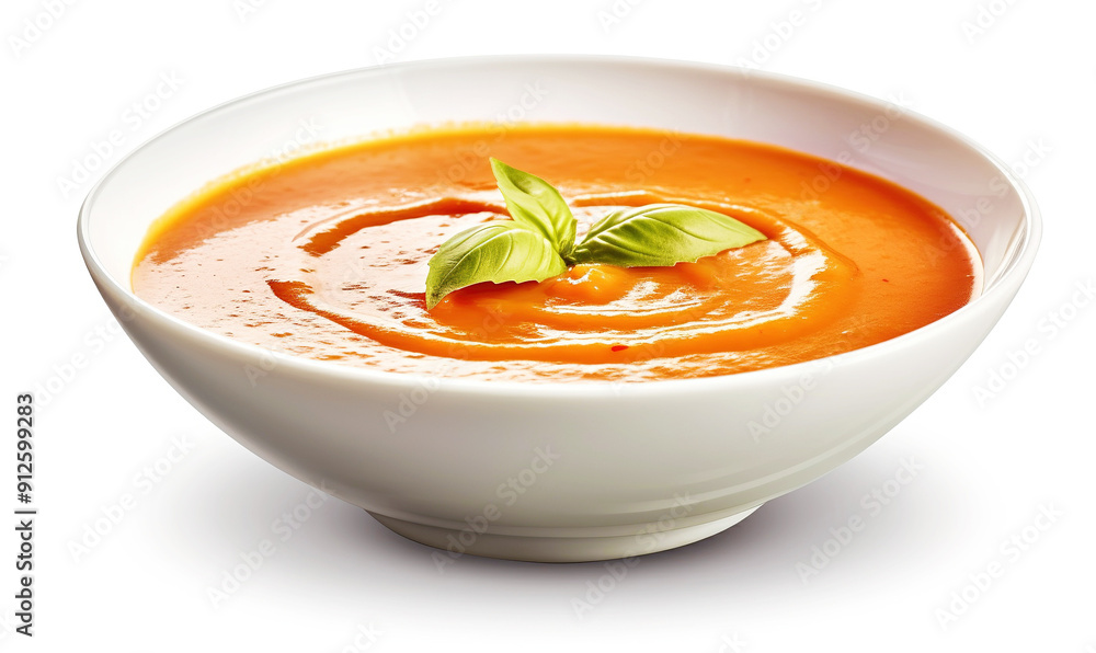 Bowl of tomato soup isolated on a white background Bowl of tomato soup isolated on a white background