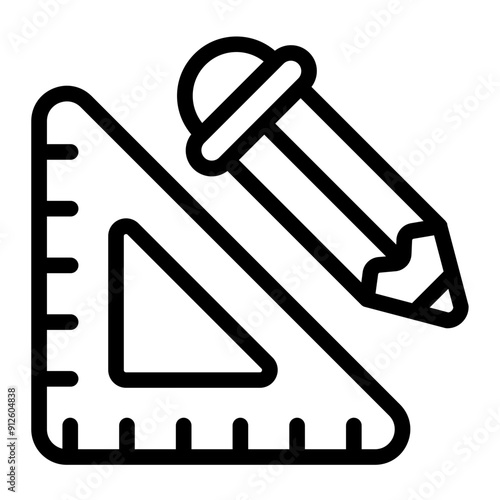 ruler pencil line icon