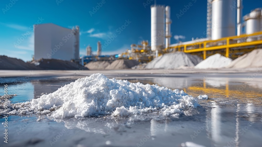 Obraz premium An industrial waste dump with toxic chemicals seeping into the soil and water