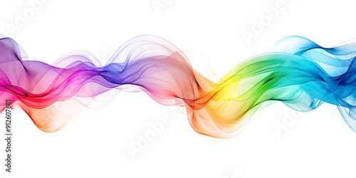 rainbow colored streaming smoke wave isolated on white or transparent png photo