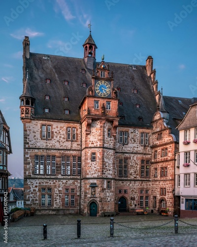 The beautiful medieval Town Hall in Marburg, Hesse, Germany