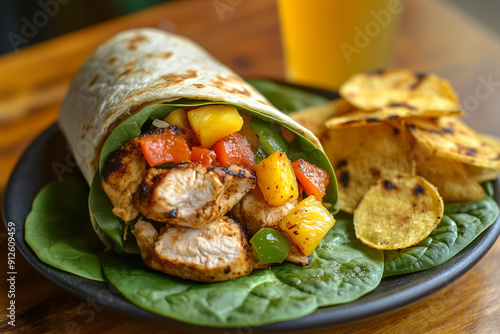 Jerk Chicken Wrap Delight: Pineapple Salsa and Banana Pepper Fusion photo