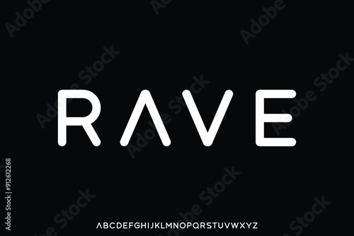 Modern luxury rounded rave alphabet display font vector