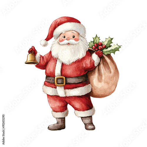 cute santa claus watercolor illustration